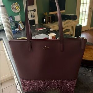 Kate Spade Maroon and Glitter Pink Tote brand new condition still stiff